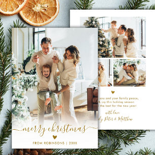 Moderne Minimal Gold Schrift 4 Foto Frohe Weihnach Feiertagskarte