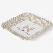 Moderne Minimal Gold Streifen Monogramm Pappteller (Gewinkelt)
