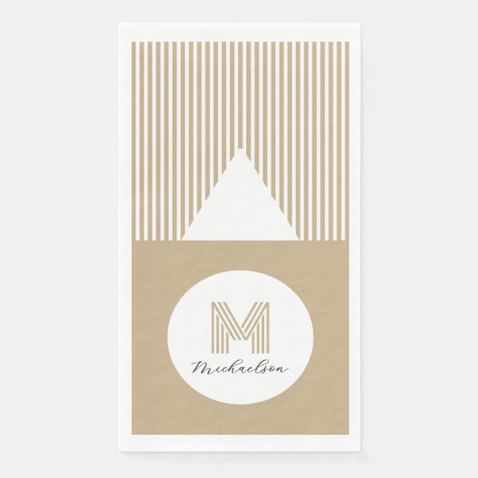 Moderne Minimal Gold Streifen Monogramm Serviette (Vorderseite)