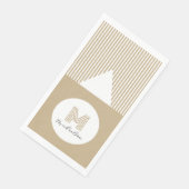 Moderne Minimal Gold Streifen Monogramm Serviette (Ecke)