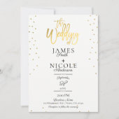Moderne Minimal Goldfolie Full Foto Back Wedding Einladung (Vorderseite)
