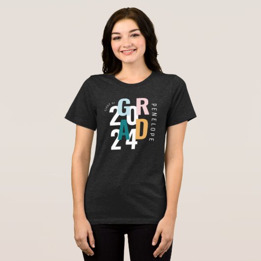 Moderne Minimal Grad Typografie Klasse 2022 Grad Tri-Blend Shirt (Vorderseite voll)