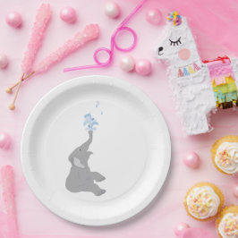 Moderne Minimal-Graue Elephant Dusche Party Teller