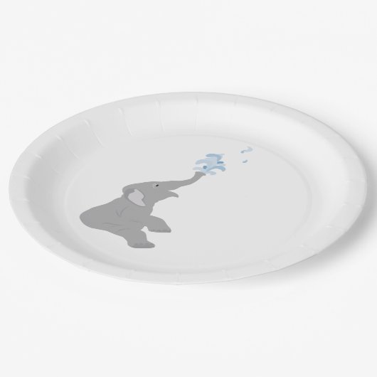 Moderne Minimal-Graue Elephant Dusche Party Teller (Schrägansicht)