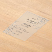 Moderne Minimal Graue und weiße Diamanten Hochzeit Acryleinladungen (Ablage )