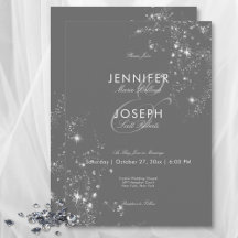 Moderne Minimal Graue und weiße Diamanten Hochzeit