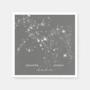 Moderne Minimal Graue und weiße Diamanten Serviette