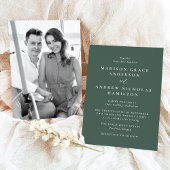 Moderne Minimal Green Foto Hochzeit Einladung