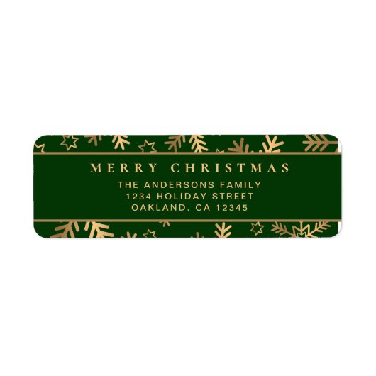 Moderne Minimal Green Gold Weihnachtsschneeflocken (Vorne)