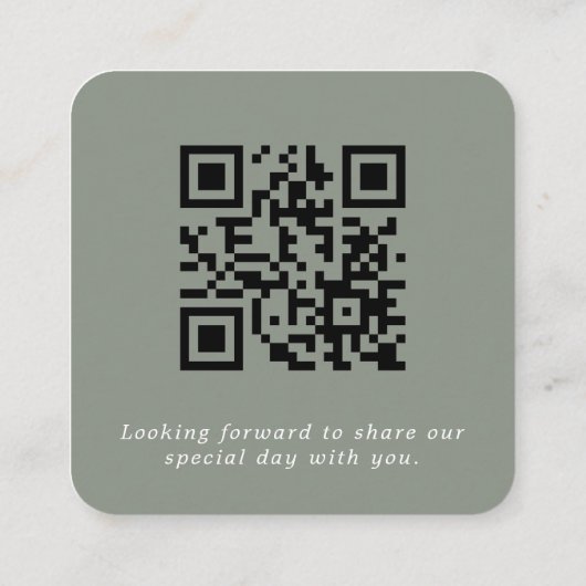 Moderne Minimal Green Sage UAWG QR Code Card Begleitkarte (Rückseite)