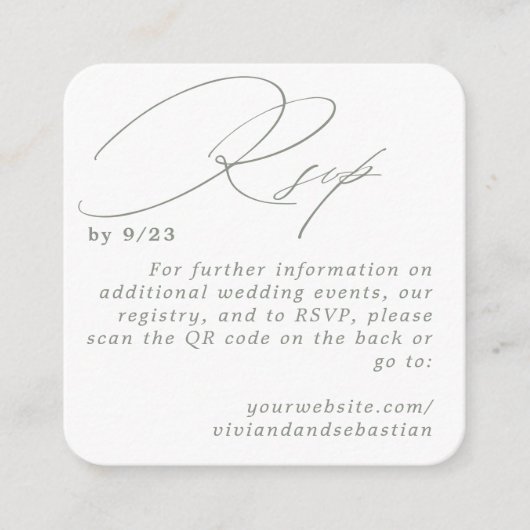 Moderne Minimal Green Sage UAWG QR Code Card Begleitkarte (Vorderseite)