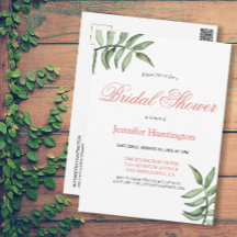 Moderne Minimal Greenery Bridal Dusche Einladung