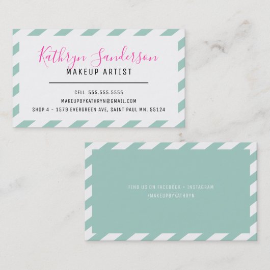 MODERNE MINIMAL GRENZE, schlicht, Pfefferminze, gr Visitenkarte (Vorne/Hinten)