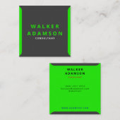 Moderne Minimal Grün & Matte Black Quadratische Visitenkarte (Vorne/Hinten)