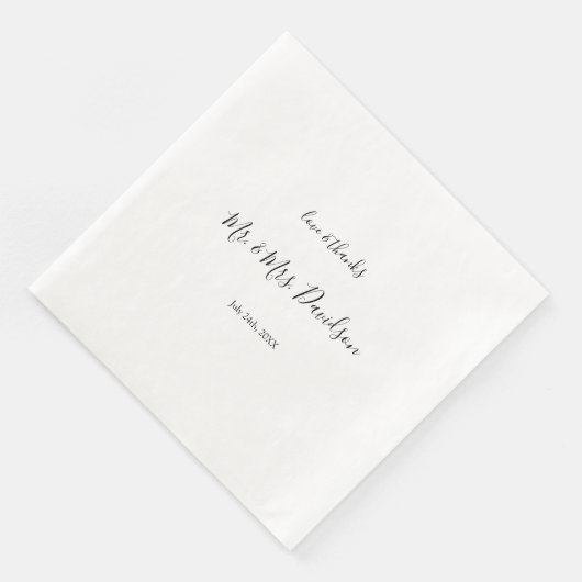 Moderne Minimal-Handschrift-Hochzeit Serviette (Ecke)