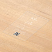 Moderne Minimal-Handschrift QR Code Hochzeit Acryleinladungen (Ablage )