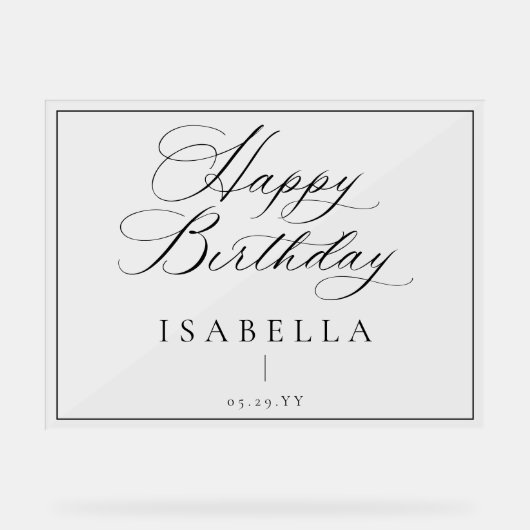 Moderne Minimal Happy Birthday Script Typografie Acrylschild (Vorderseite)