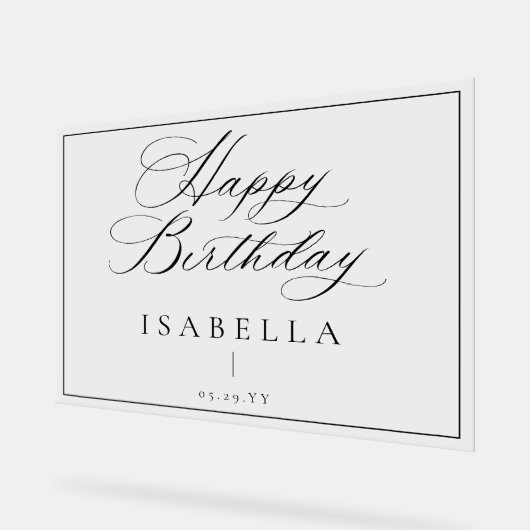 Moderne Minimal Happy Birthday Script Typografie Acrylschild (Winkel)