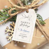 Moderne Minimal Happy Holidays Boho Arch Bow Famil Geschenkanhänger