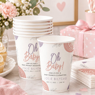 Moderne Minimal Heart Boho-Baby-Party Pappbecher