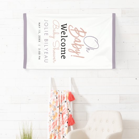 Moderne Minimal Heart Boho Babydusche Banner (Insitu)