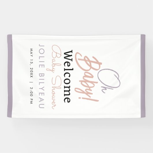 Moderne Minimal Heart Boho Babydusche Banner (Horizontal)