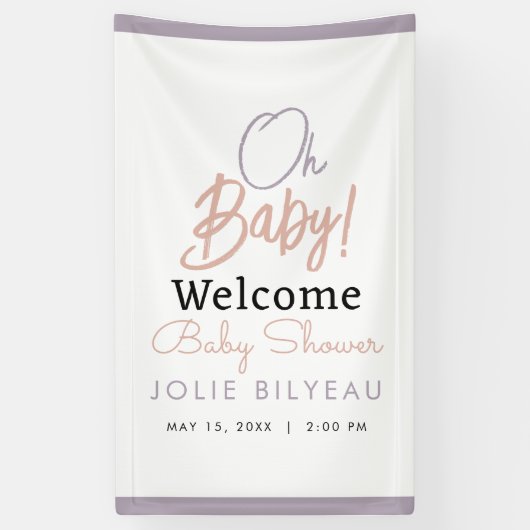 Moderne Minimal Heart Boho Babydusche Banner (Vertikal)