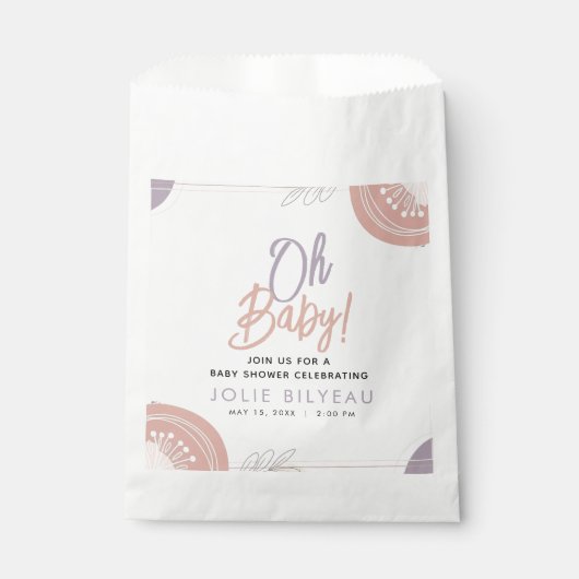 Moderne Minimal Heart Boho Babydusche Geschenktütchen (Vorderseite)