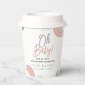 Moderne Minimal Heart Boho Babydusche Pappbecher (Rückseite)