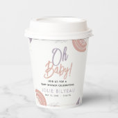 Moderne Minimal Heart Boho Babydusche Pappbecher (Vorderseite)