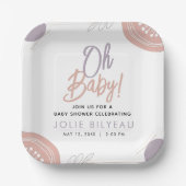 Moderne Minimal Heart Boho Babydusche Pappteller (Vorderseite)