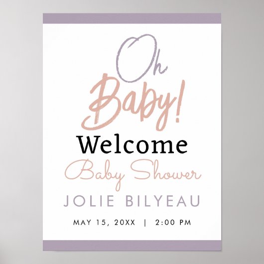 Moderne Minimal Heart Boho Babydusche Poster (Vorne)