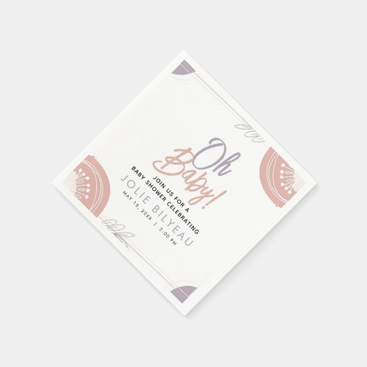 Moderne Minimal Heart Boho Babydusche Serviette (Ecke)