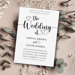 Moderne Minimal Herz Schwarz & Weiß Hochzeit Einladung