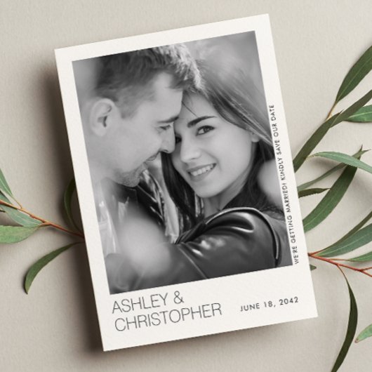 Moderne Minimal-Hochzeit Rett-the-Date-BW-Fotokart Save The Date