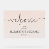 Moderne Minimal-Hochzeit Willkommen Transparentes Acrylschild (Vorderseite)