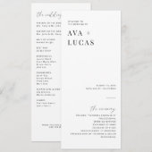 Moderne Minimal-Hochzeitfeier Programm (Vorne/Hinten)