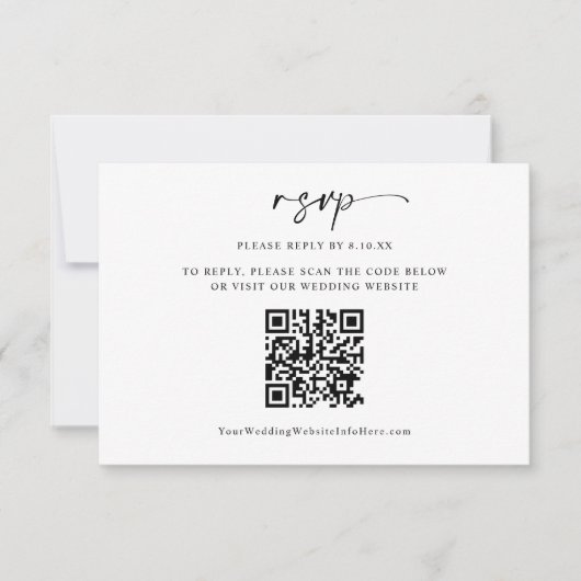 Moderne Minimal-HochzeitQR-Code-Foto RSVP-Karte RSVP Karte (Vorderseite)