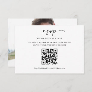 Moderne Minimal-HochzeitQR-Code-Foto RSVP-Karte RSVP Karte