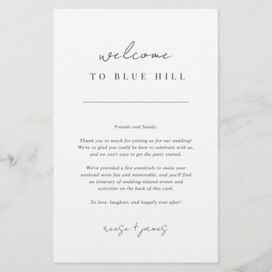 Moderne Minimal-Hochzeitserklärung & Reiseroute (Vorderseite)