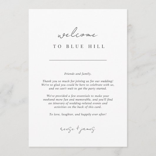 Moderne Minimal-Hochzeitserklärung & Reiseroute Programm (Vorderseite)