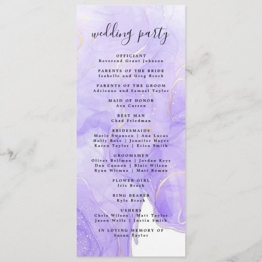 Moderne Minimal-Hochzeitsprogramme Programm (Rückseite)