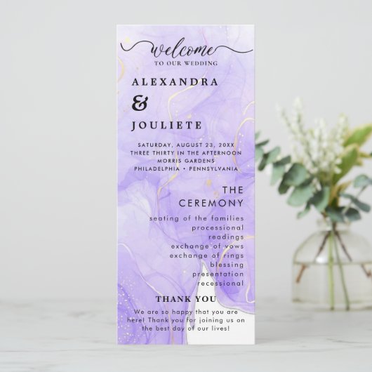 Moderne Minimal-Hochzeitsprogramme Programm (Stehend Vorderseite)