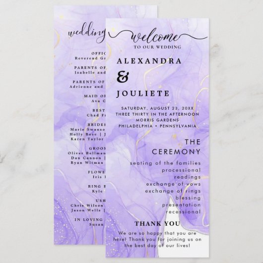 Moderne Minimal-Hochzeitsprogramme Programm (Vorne/Hinten)