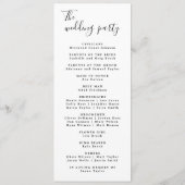 Moderne Minimal-Hochzeitsprogramme Programm (Rückseite)