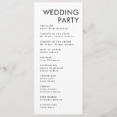 Moderne Minimal-Hochzeitsprogramme Programm (Rückseite)