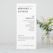 Moderne Minimal-Hochzeitsprogramme Programm (Stehend Vorderseite)