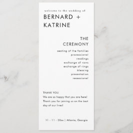 Moderne Minimal-Hochzeitsprogramme Programm