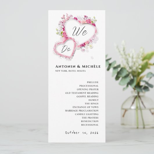 Moderne Minimal-Hochzeitsprogramme Programm (Stehend Vorderseite)