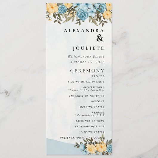 Moderne Minimal-Hochzeitsprogramme Programm (Vorderseite)